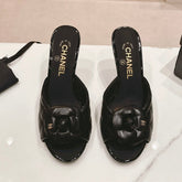 Double C New Camellia High Heel Black